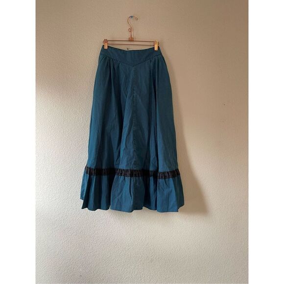 Vintage prairie style blouse and skirt set stripe with oversized collar size xs - Picture 4 of 11